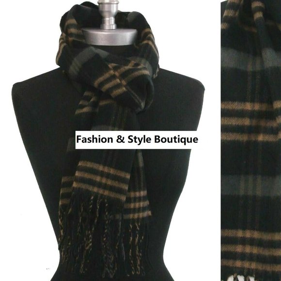 Mens Winter Plaid Soft 100% CASHMERE SCARF - Picture 2 of 2